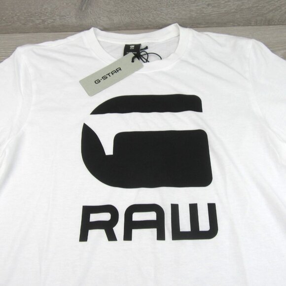 G-Star Raw White Graphic Logo Short Sleeve T-Shirt Men's Size Medium Tee NEW - Picture 4 of 12